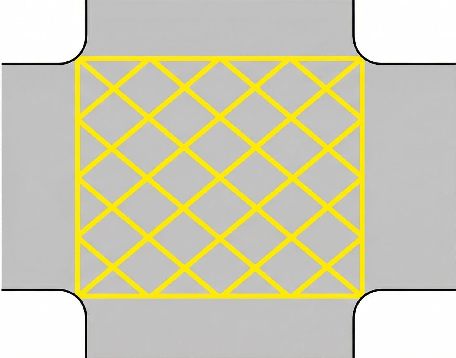 Malla ortogonal amarilla en intersección